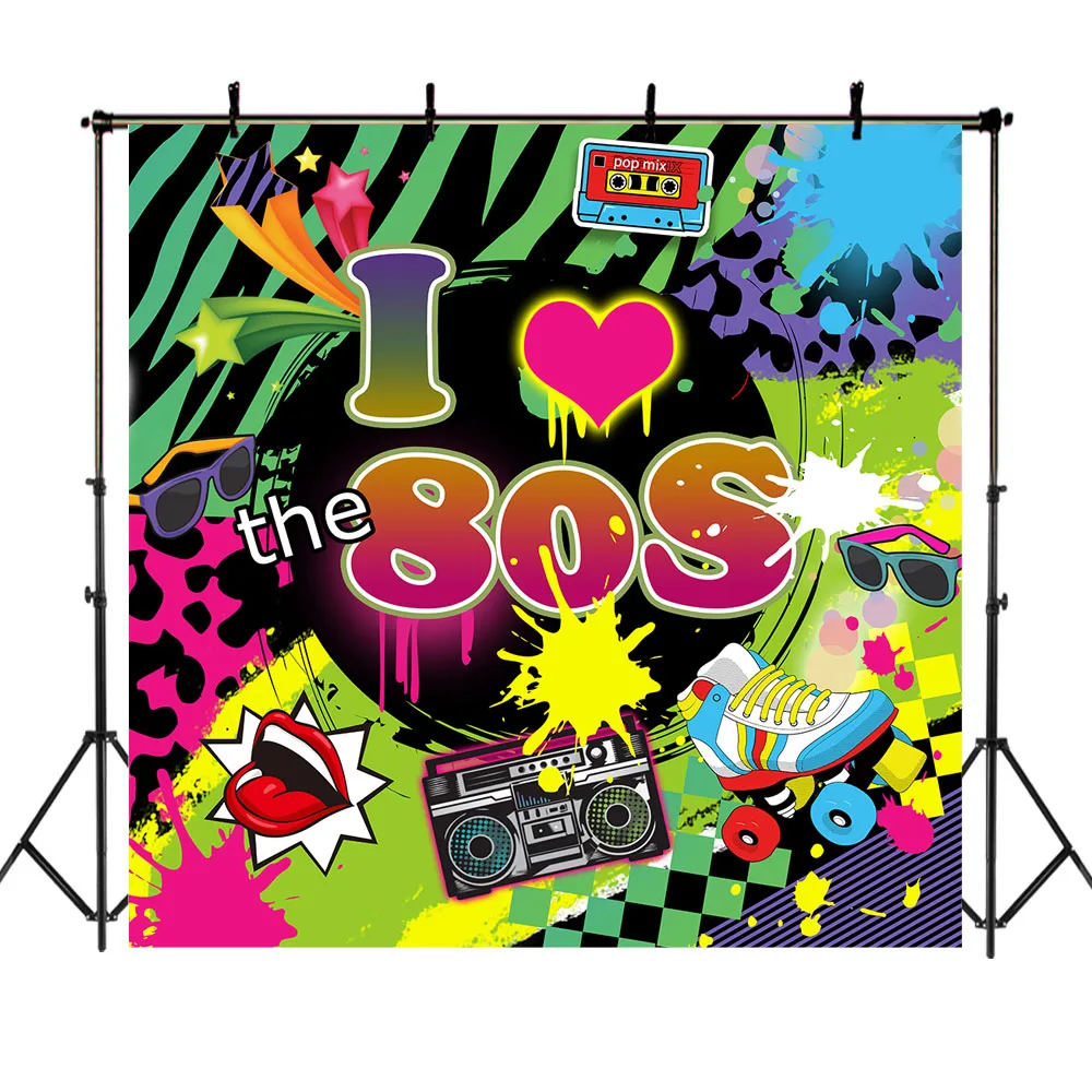 Neoback I Love 80s вечерние тематический фон винтажный с граффити на стену для дня