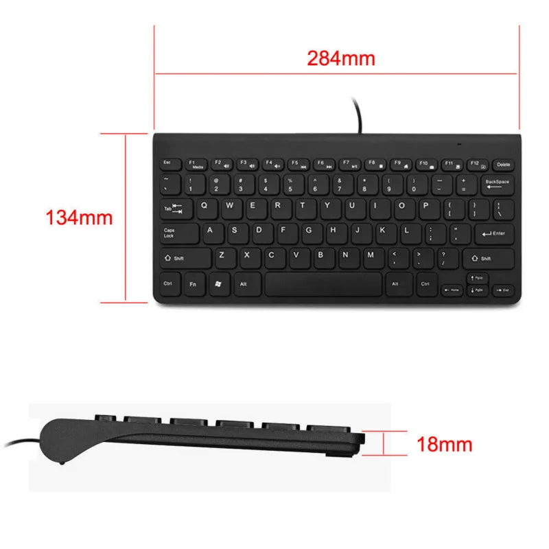 

1PC Mini Slim Keyboard Responsive 78 Key USB Wired Compact Keyboard Desktop Laptop Wired Keyboard Teclado