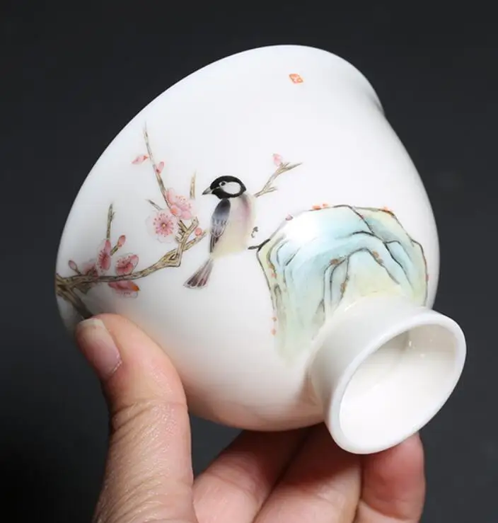 Чайный набор кунг фу из белого фарфора с ручной росписью 120 мл чайный чайная миска