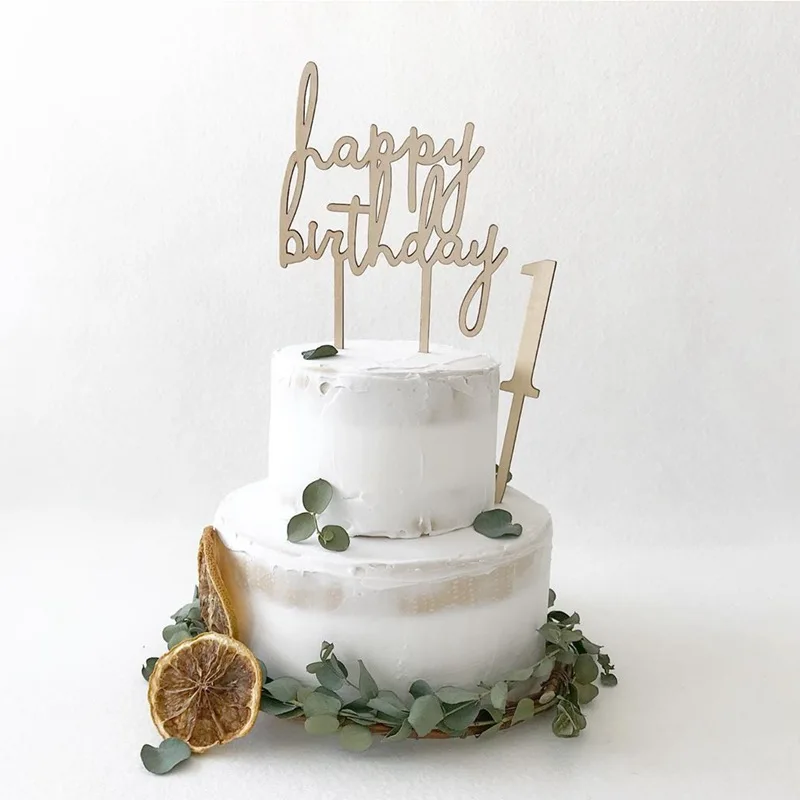 

Girl Birthday Wooden Cake Topper Korea Baby One Year Old Alphanumeric Star Number Cupcake Dessert Wedding Party Baking Supplie