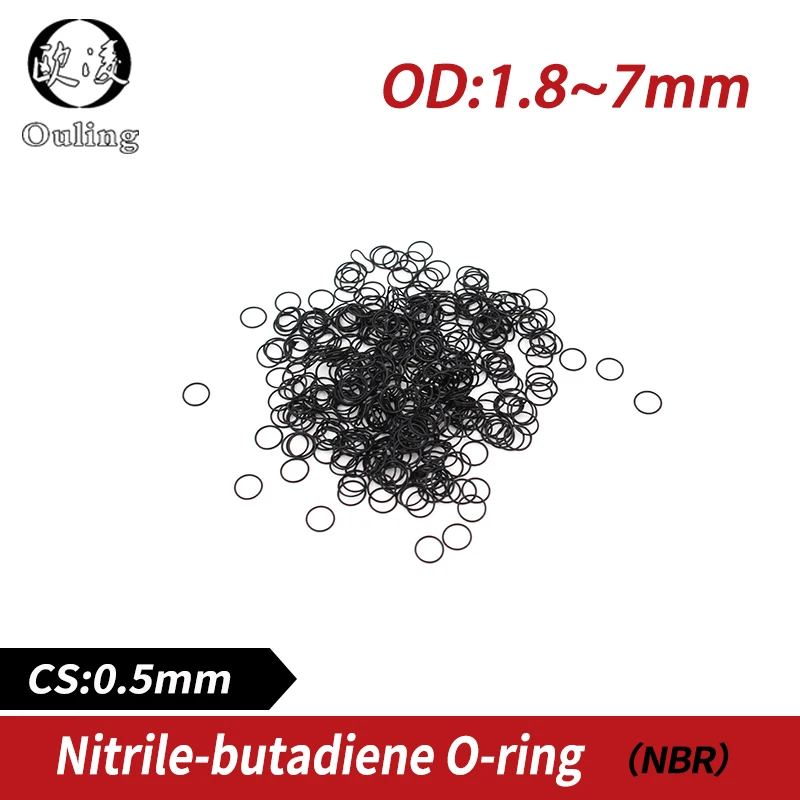20 шт./лот резиновый черный NBR CS 0 5 мм толщина OD1.8/2 5/2 8/3/3.5/4/4.5/5/7 прокладка для часов