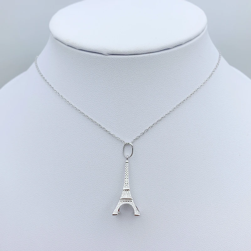 

Unique Genuine S925 Sterling Silver Crown Eiffel Tower Plane Pendant Charms Necklaces Fine Jewelry For Women Party Birthday Gift