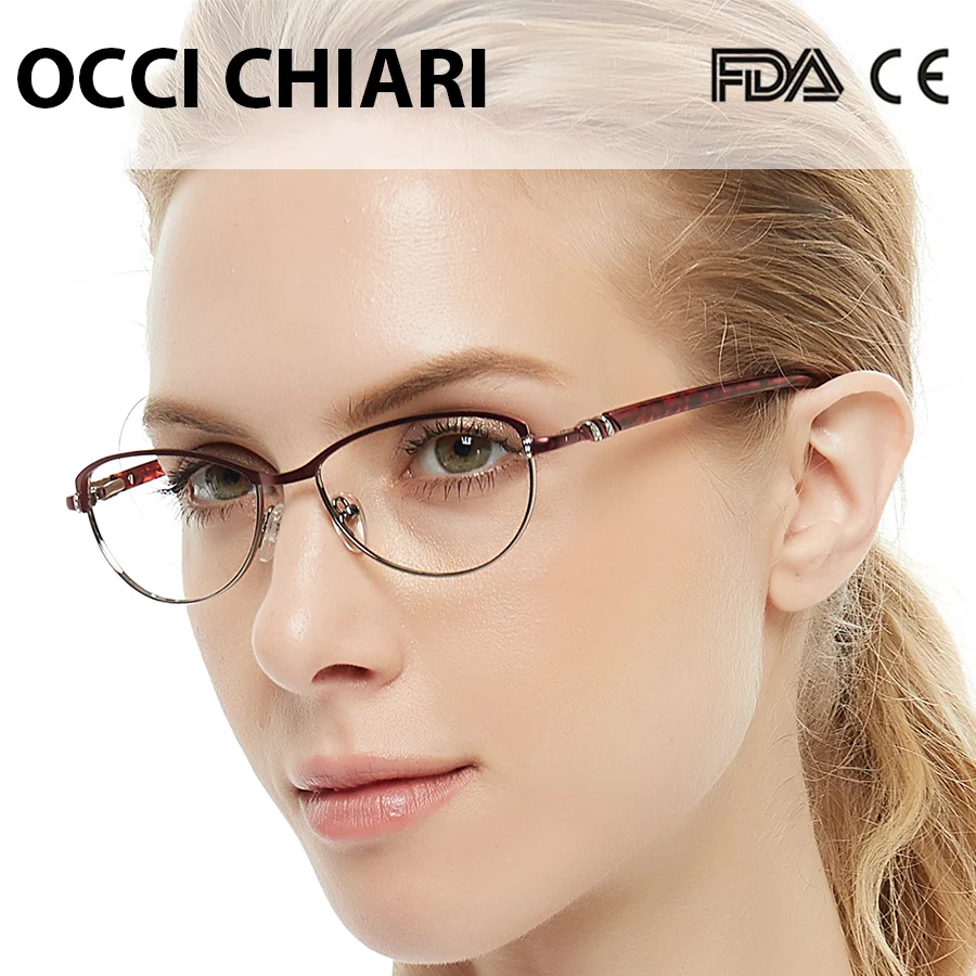 OCCI CHIARI винтажные металлические Компьютерные анти-голубые лучи очки для женщин прозрачная Оправа очков кошачий глаз очки Украшенные алмазами мать подарок COMIN