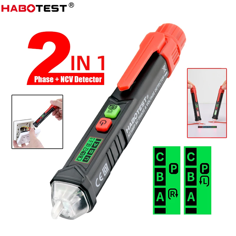 Переменный ток 12 1000V Напряжение фазовый детектор без контактный тестер ручка