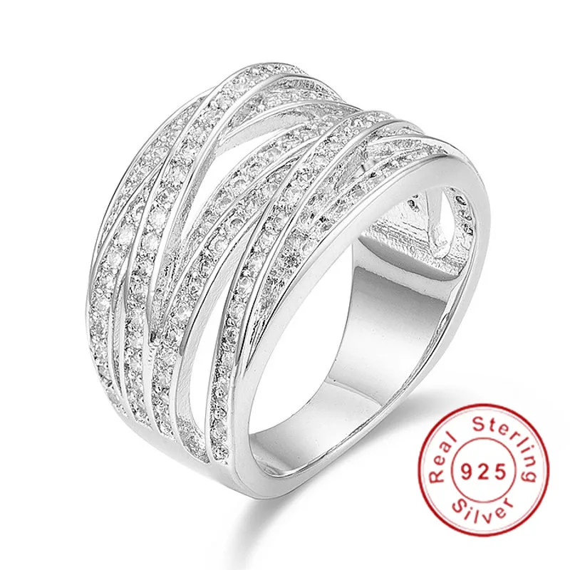 Кольцо из серебра 925 пробы с имитацией бриллианта 10 карат|Кольца| |