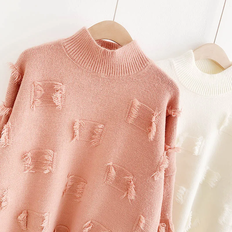 Женский свободный Свитер оверсайз плотный вязаный свитер в Корейском стиле