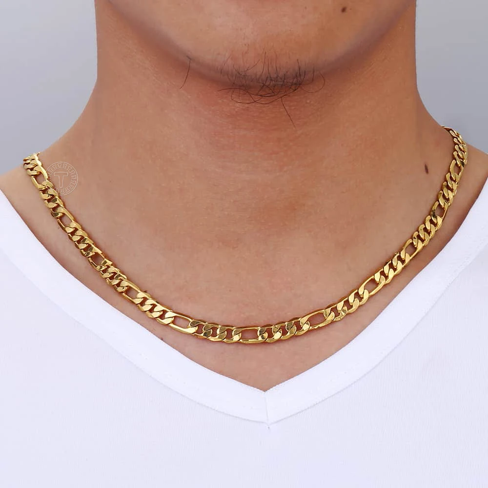 Мужская цепочка на шею Davieslee позолоченная для мужчин DLGNM53|chain necklace|men chain necklacenecklace