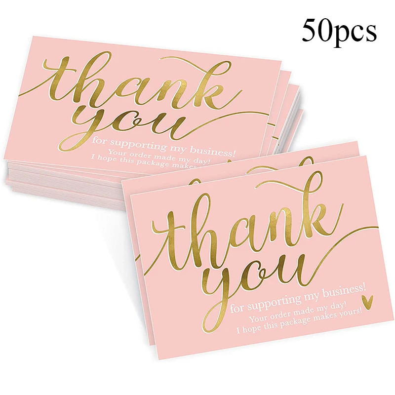 50pcs Pink Thank You for Supporting My Small Business Card Thanks Greeting Appreciation Cardstock Gift 5*9cm | Дом и сад