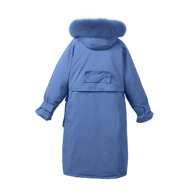 

Women Fur Collar Coat Fashion Velcro Long Hooded Parka Coat Winter Jacket New Loose Warm Thicken Big Pocket