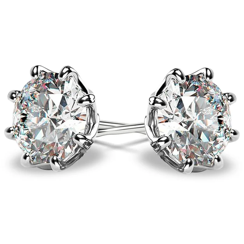 Женские серьги-гвоздики с фианитом серебристого цвета | Украшения и аксессуары