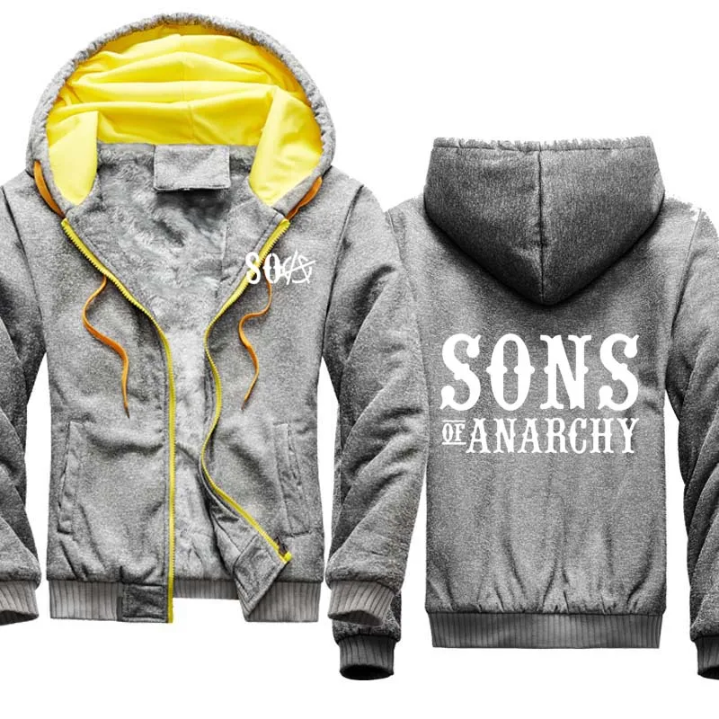 

2020 winter SOA Sons of anarchy the child Fashion SONS Men Zipper Hoodies velvet thickening Warm jacket