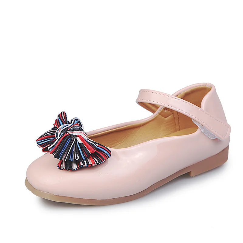 Newest Autumn Girls leather shoes Children girls baby princess bowknot sneakers single Kids dance 4-16T PU soft | Детская одежда и