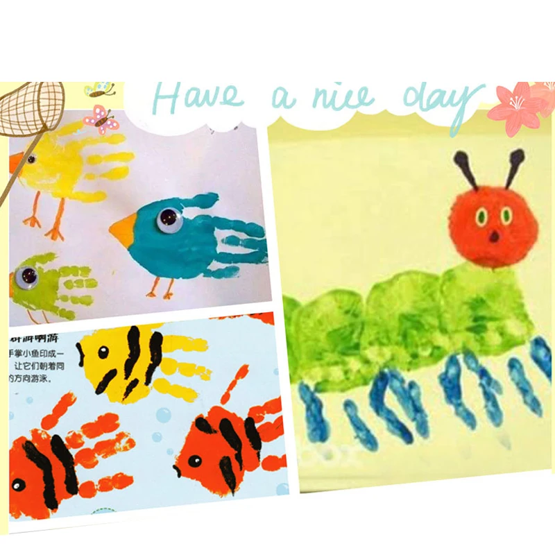 

Children DIY Finger Painting Inkpad Funny 6 Colors Graffiti Colored Drawing Craft Inkpad For Baby Kids Gift