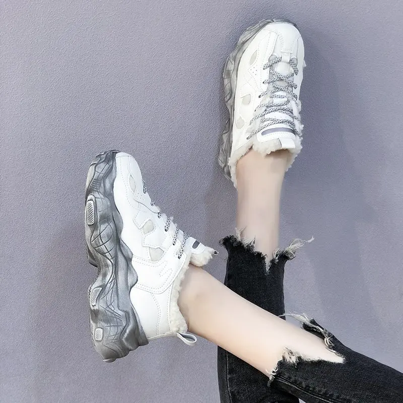 

Sports shoes women's shoes casual sports shoes running shoes plus wool cotton shoes short plush all-match thick bottom X703