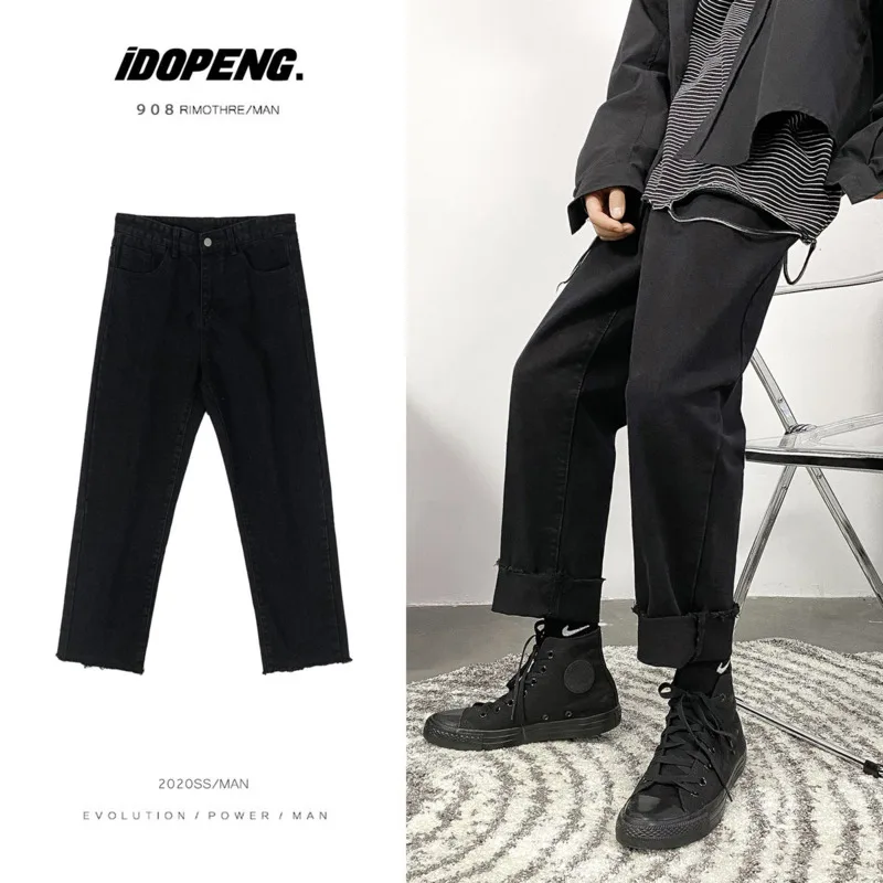 

Cotton Black Jeans Men Fashion Casual Retro Jeans Men Japanese Streetwear Loose Hip Hop Straight Denim Pants Mens Trousers M-2XL