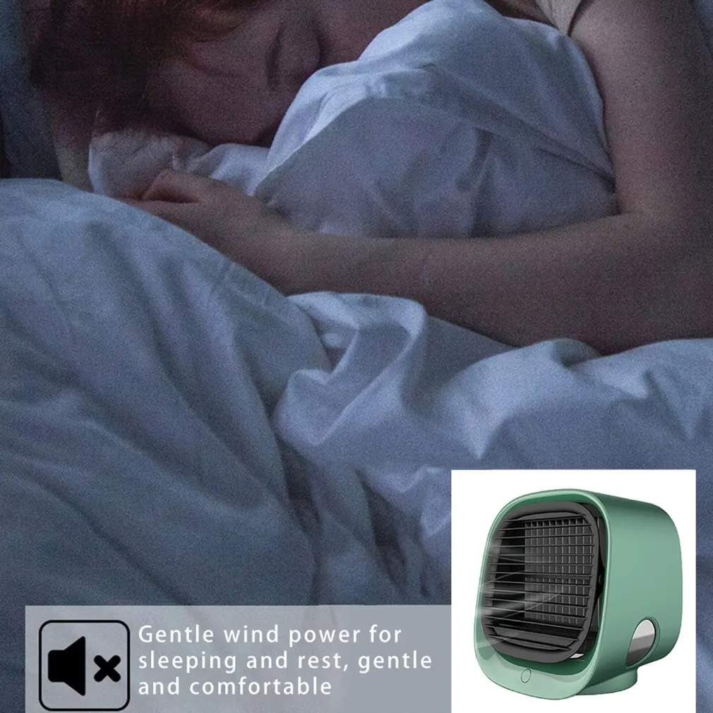 

Air Cooler Fan Mini Desktop Air Conditioner with Night Light Mini USB Water Cooling Fan Humidifier Purifier