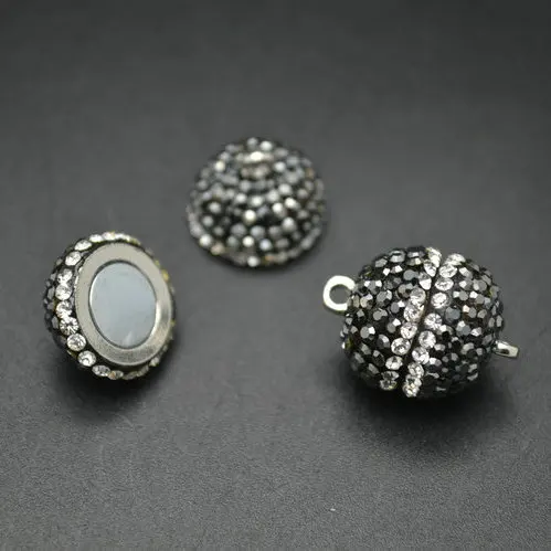 

Paved Black Crystal Beads 15mm Round Earth Shape Magnetic Necklace Clasps Fashion Jewelry Findings Paved Crystal Beads
