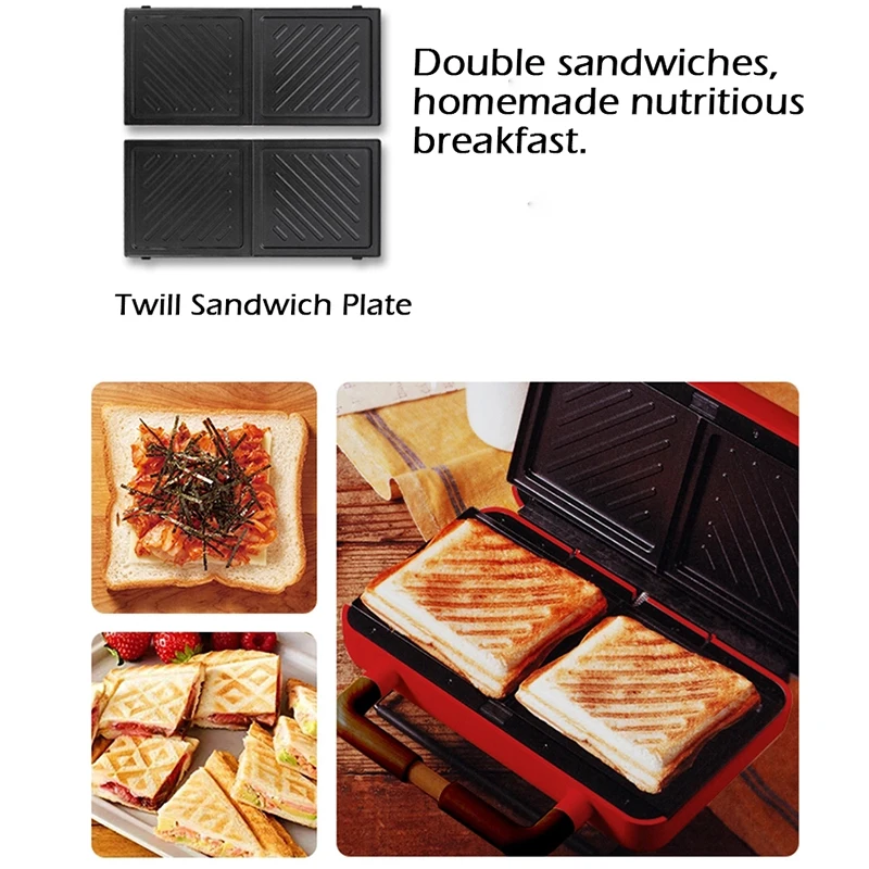

Double Tray Maker Electric Hamburger Machine Egg Omelette Cooker Crepe Pancake Fried Steak Frying Pan Takoyaki Breakfast Machine