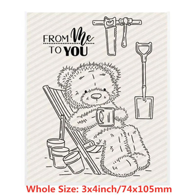 Прозрачные штампы с милыми животными и маленьким медведем для скрапбукинга