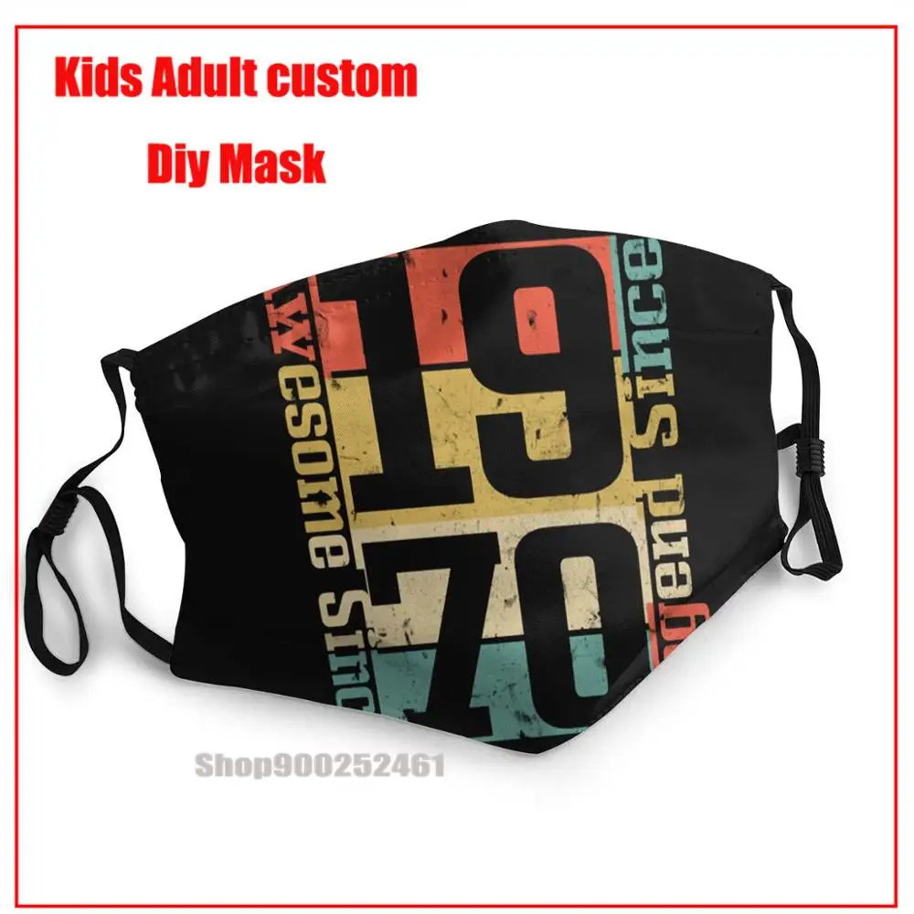 

48th Birthday Shirt, Awesome Since 1970 DIY fashion mask washable reusable face mask kids mouth mask with design funny