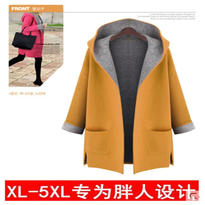 

2019 Autumn And Winter New Style Candy-Colored Plus-sized Women's Loose-Fit Slimming Cardigan Fat woolen trench coat