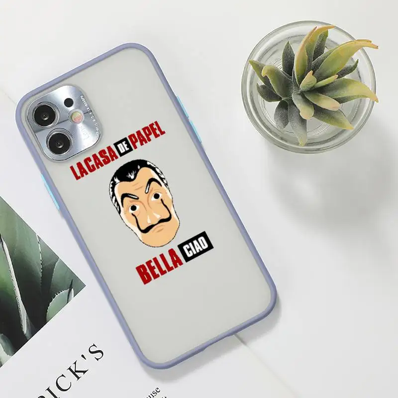 

TV Money Heist House Paper Phone Case For iPhone 12 11 Mini Pro XR XS Max 7 8 Plus X Matte transparent Gray Back Cover