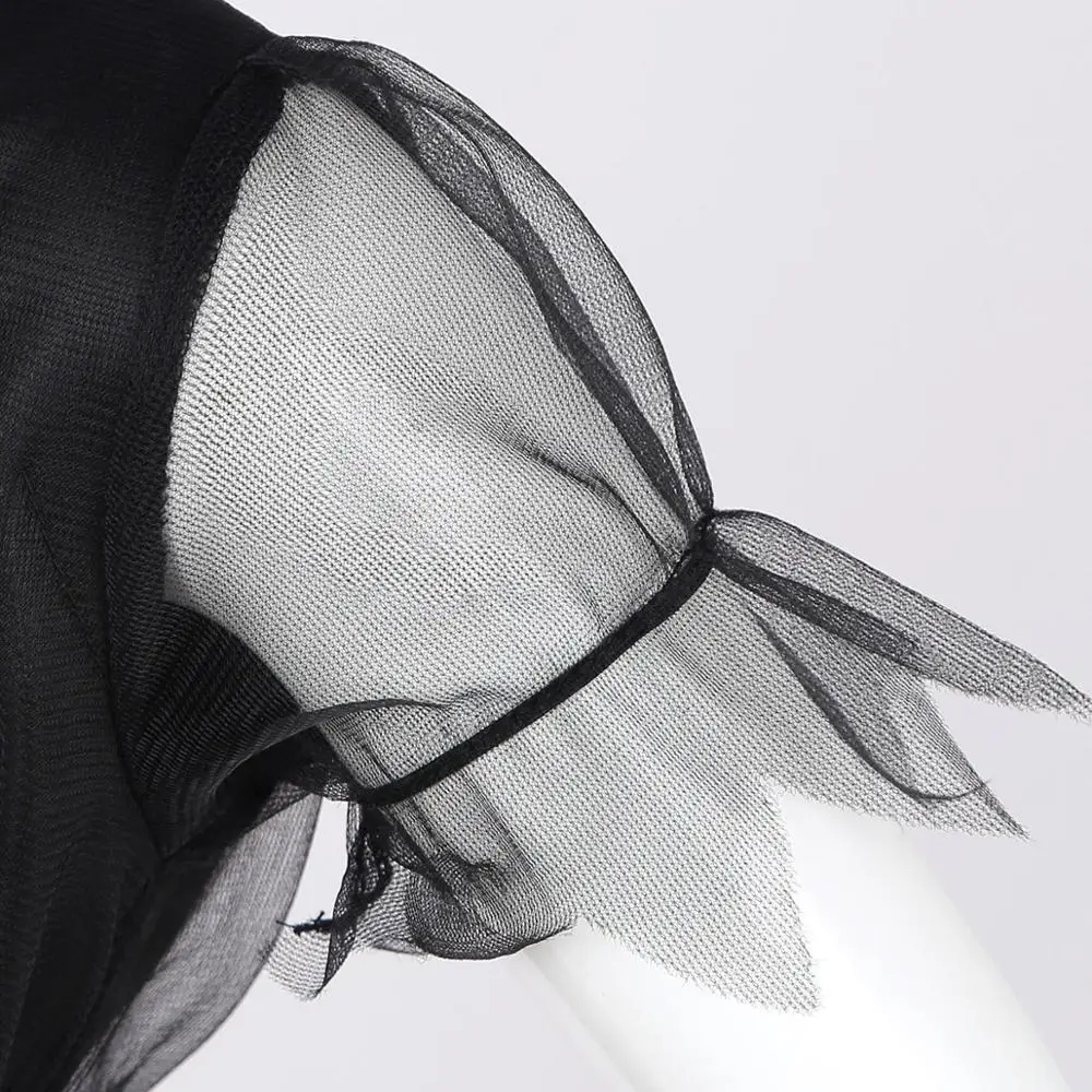 

Kids Girls Short Sleeves Mesh Tutu Dress with Pointed Hat for Halloween Carnival Fancy Dresses Up Children Cosplay Witch Costume