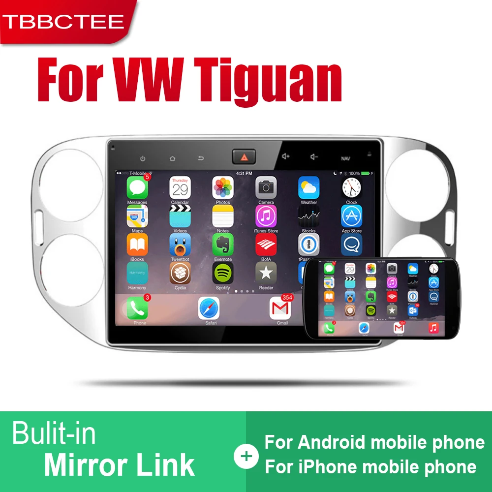 Автомагнитола TBBCTEE 2 Din Android для Volkswagen VW Tiguan 2010-2015 автомобильный мультимедийный