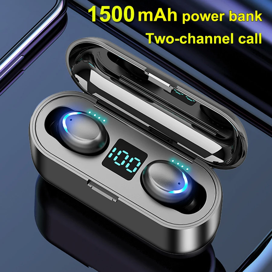 F9 8 TWS беспроводные наушники Bluetooth V5.0 с микрофоном 1500 мАч Power Bank спортивные стерео
