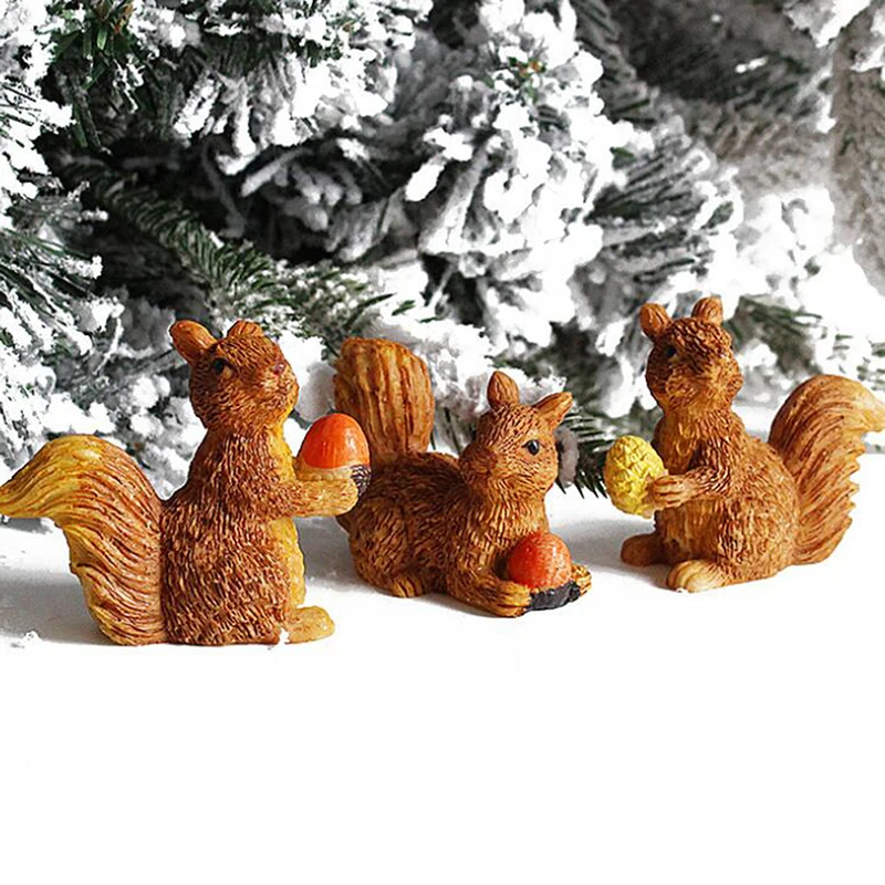 

Милые маленькие белки, микро пейзаж, полимерные украшения, настольный Рождественский Декор