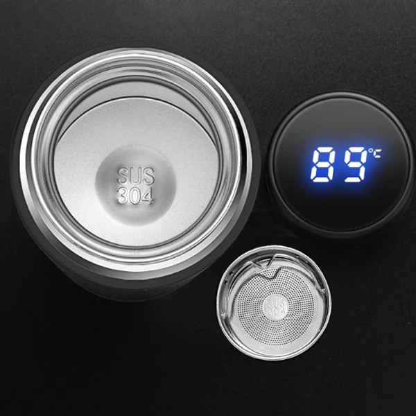

500ml Car Interior Portable CupVacuum LCD Temperature Display Water Bottle Stainless Steel Double Wall Insulated Cup Outdoor