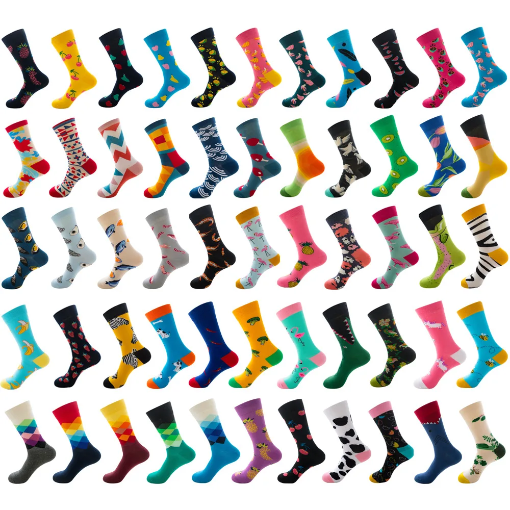 

Fashion Funny Men's Socks Hip Hop Harajuku Kawaii Cartoon Cotton Socks Fruit Animal Food Happy Casual Socks Women's Socks