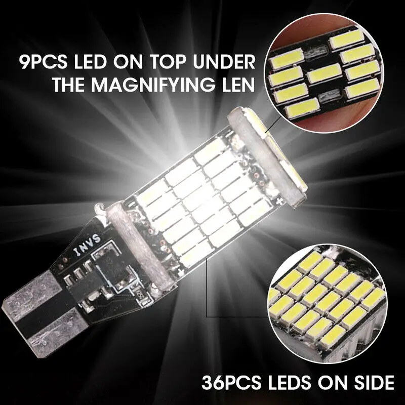 Горячая Распродажа 2 шт. светодиодная задняя лампа T15 45SMD 6000k белый свет задний