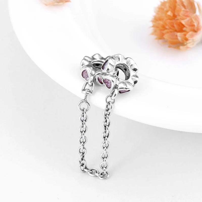 Высокое Качество бусины подвески из стерлингового серебра 925 пробы розовый CZ