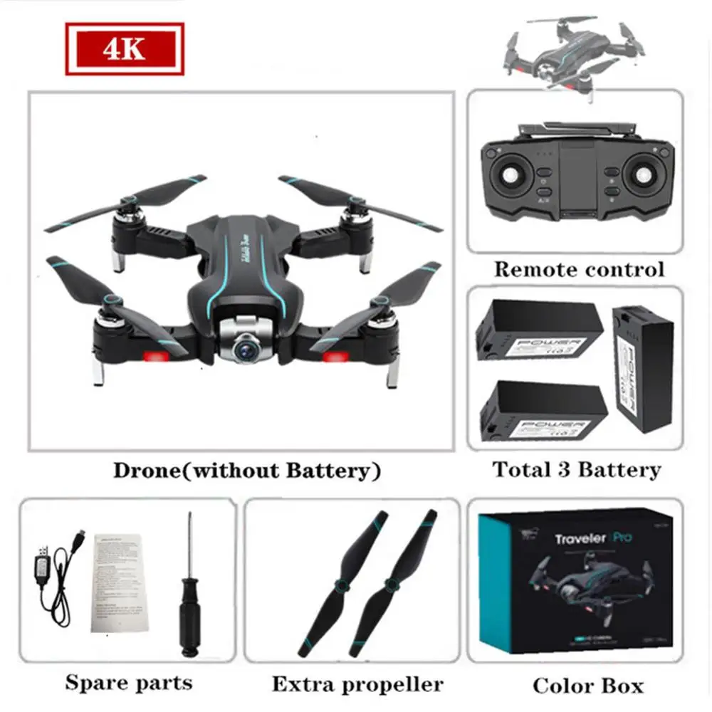S17 Дрон 4k HD камера gps Дрон WiFi FPV 1080P без сигнала возврата RC вертолет полёт 15 минут Квадрокоптер Дрон с камерой - Цвет: 4k 3battery box