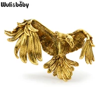 wulibaby bird eagle brooches women men 4 color high quality flying eagle animal office casual party brooch pins gifts