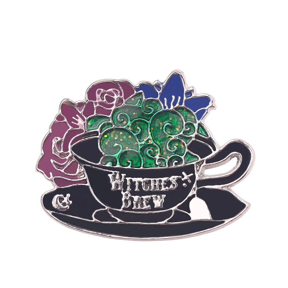Эмалированная заколка на лацкан Witches Brew чайная чашка с цветком брошь значок для