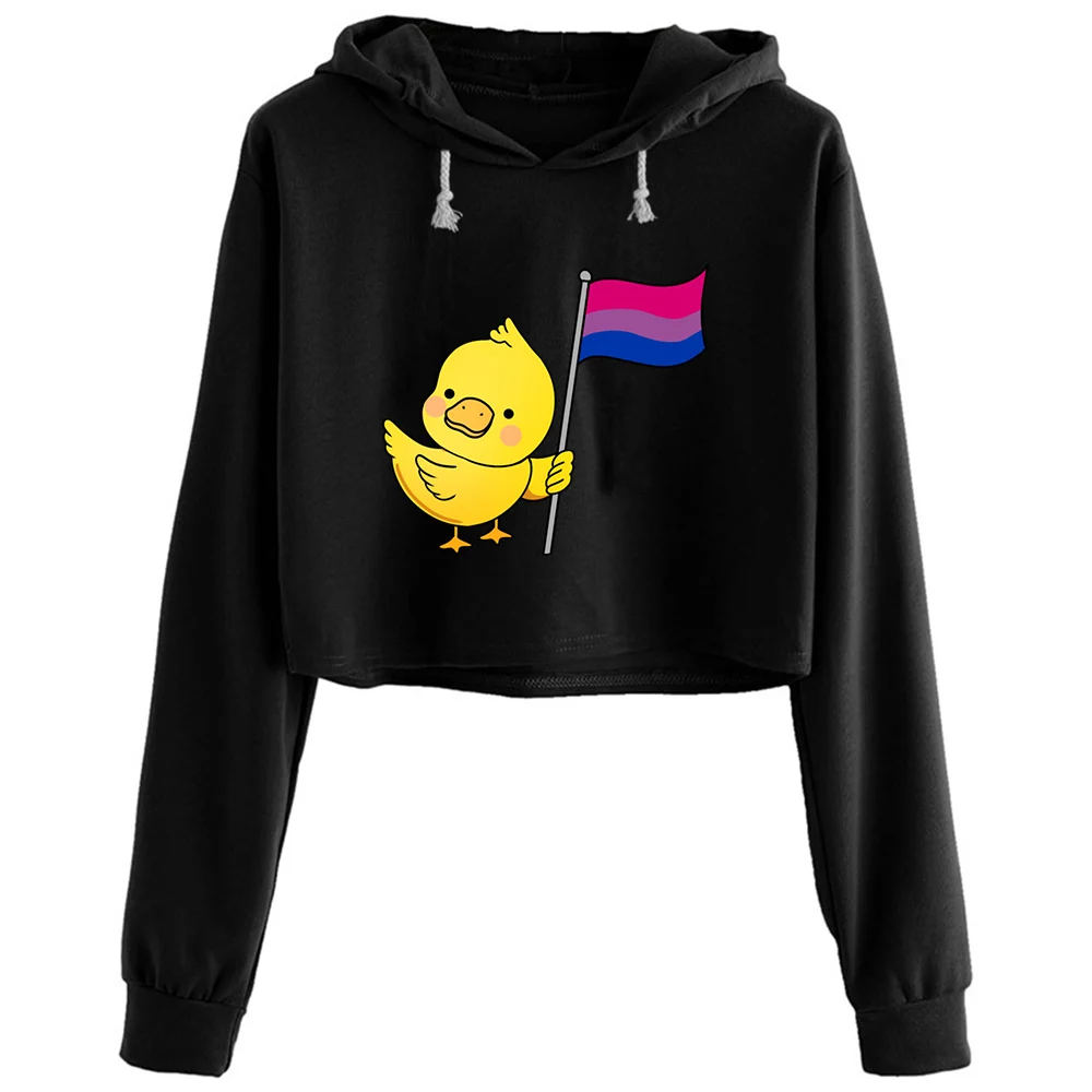 

Бисексуальный Прайд Duck Bisexual укороченные толстовки женские эмо эстетика Kpop корейский пуловер для девочек