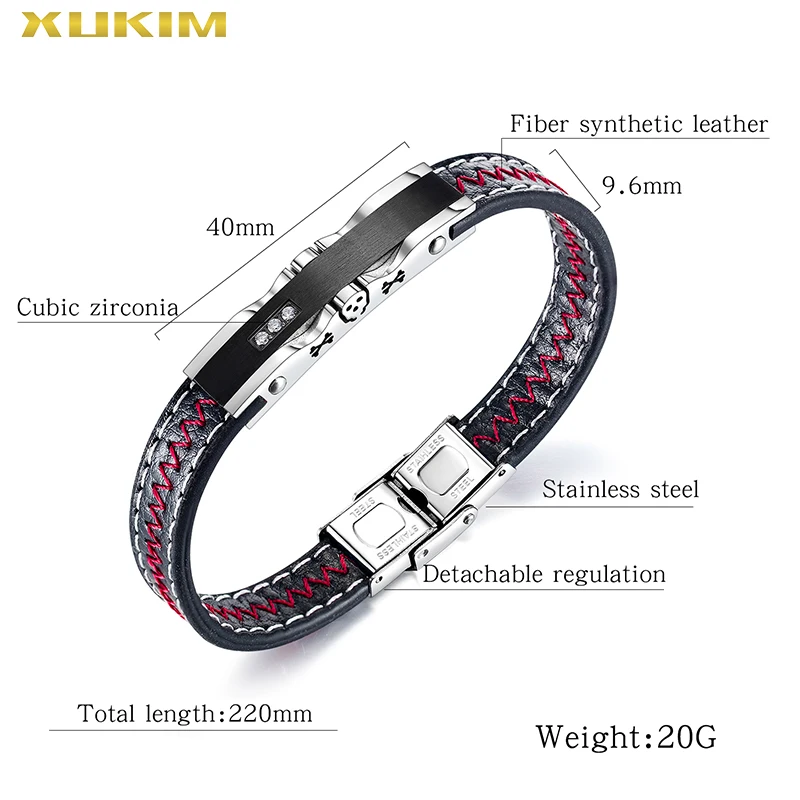 

Xukim Jewelry leather men stainless steel simple Bracelet & Bangle 2020 punk jewelry dropshipping KBO244