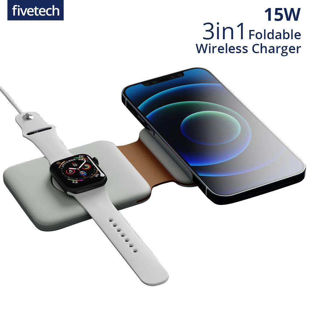 Быстрое складное Беспроводное зарядное устройство 15 Вт для iPhone 11 Pro 12Mini Samsung S21 S20 3