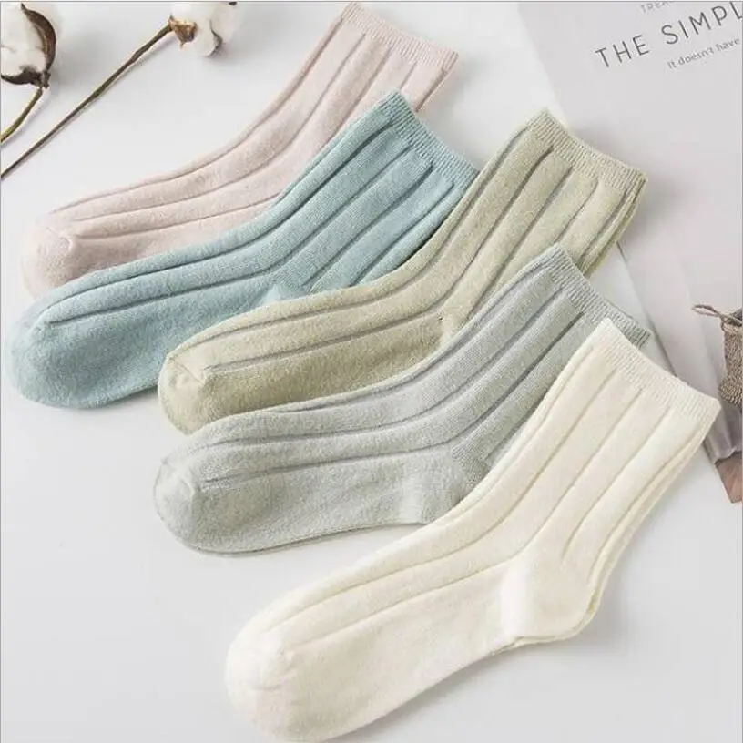 Женские одноцветные хлопковые носки Карамельный цвет широкие в рубчик для