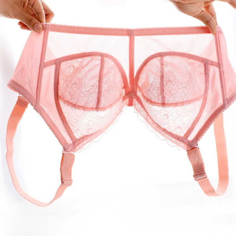 Large-Size Lightweight Sponge-Free Wireless Breathable Bra Women's Large Bust Small Breast Holding Gathered Fat lace bra
