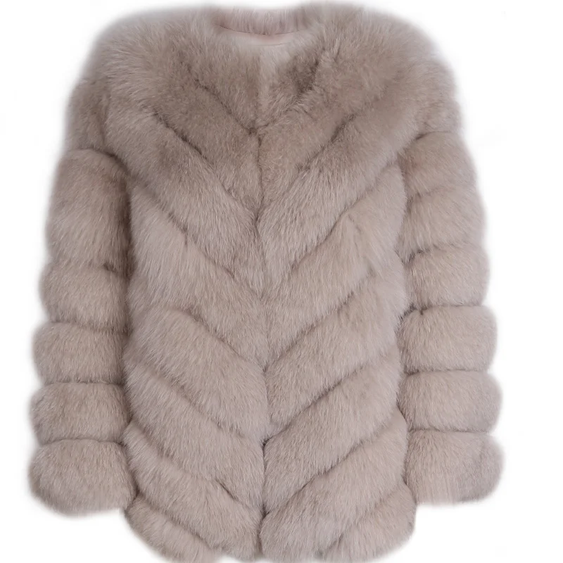 

SHZQ Fur Real Coat Ladies Real Fox Fur Coat Women Fox Fur Natural Coat