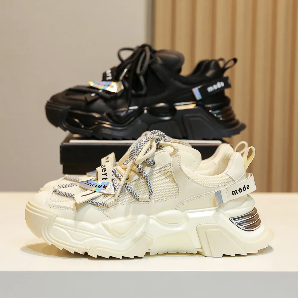 

Autumn New Women Chunky Sneakers Ladies Real Leather Platform Shoes Girls Slip On Casual Sneakers Female Brand Sneakers Trainers