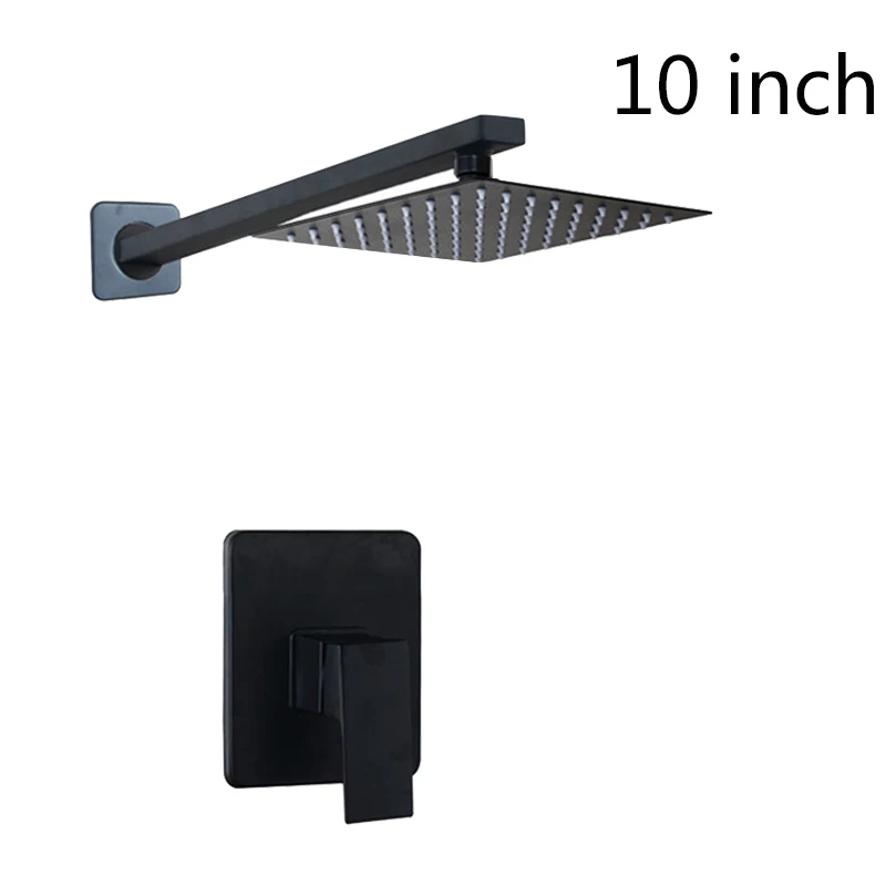 10 Inch set 02 Ванная комната роскошная черная душевая головка с душевой рукояткой черный душевой набор ванная комната дождевая квадратная душевая головка - Цвет: 10 Inch set 02