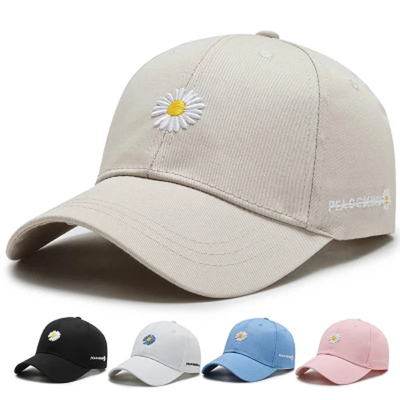 

2021 New Women Men Baseball Cap Female Daisies Outdoor Adjustable White Red Black Embroidered Women's Hats Summer Hot Sale