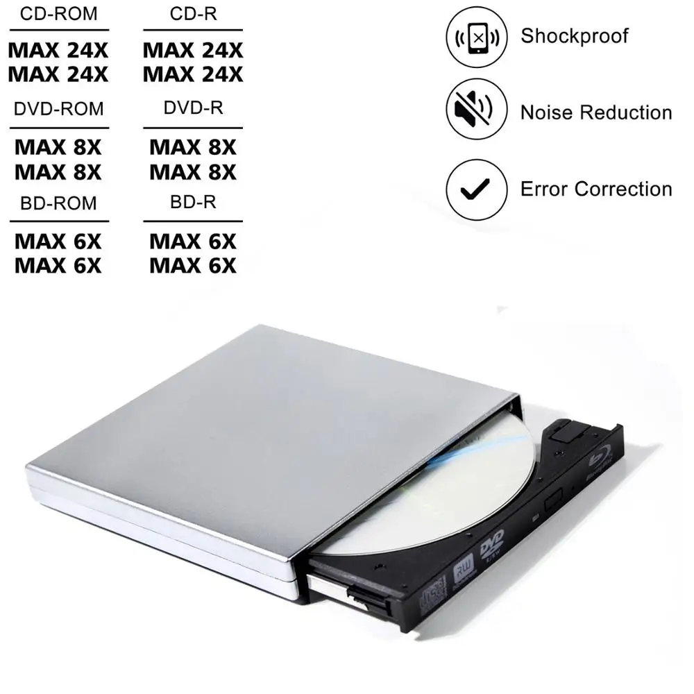 Внешний BluRay DVD привод горелки USB2.0 файлы для CD/DVD +/ RW Блю Рей проигрыватель Mac MacBook Pro