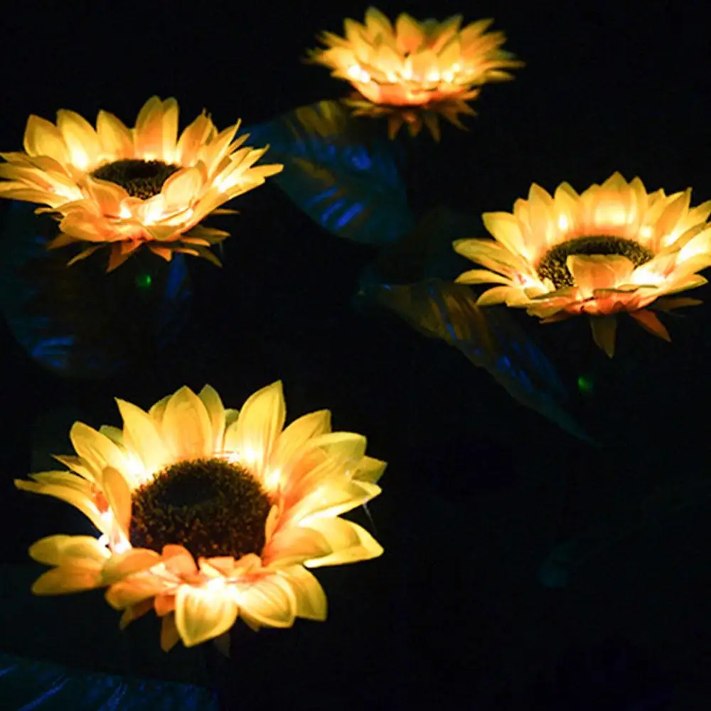 

2pcs Sunflower Solar Light Outdoors Lighting Sun-Flower LED Lawn Lamp Night Lights luz Solar Lamps Outdoor For Garden Decoration