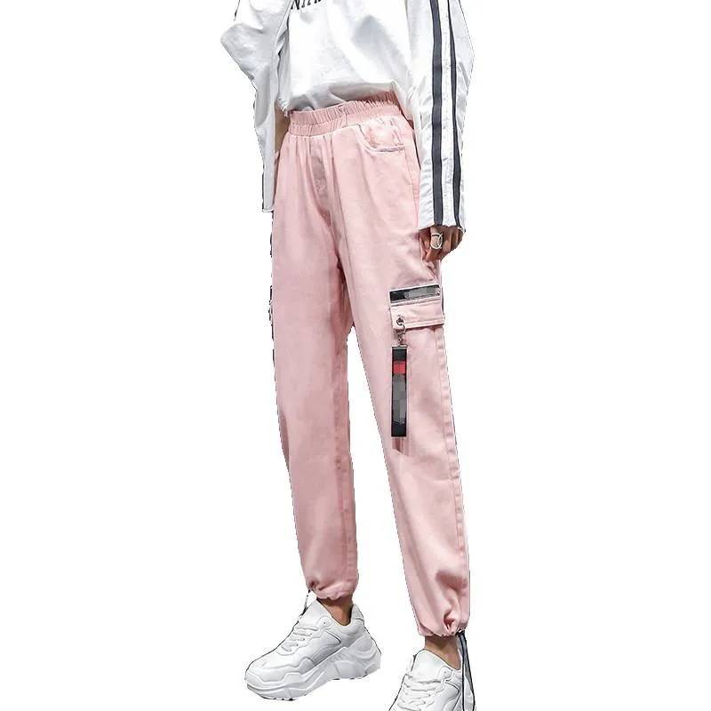 Повседневные шаровары с высокой талией черные эластичные однотонные длинные