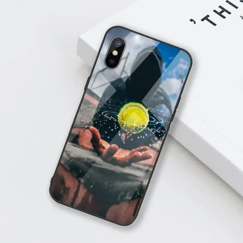 

tennis ball movement Phone Case Tempered glass For iphone 6 6S 7 8 plus X XS XR 11 12 mini PRO MAX